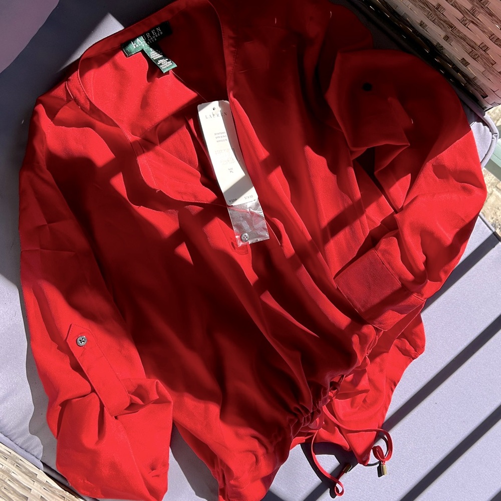 🎉Host Pick🎉Ralph Lauren Red Cinch Blouse